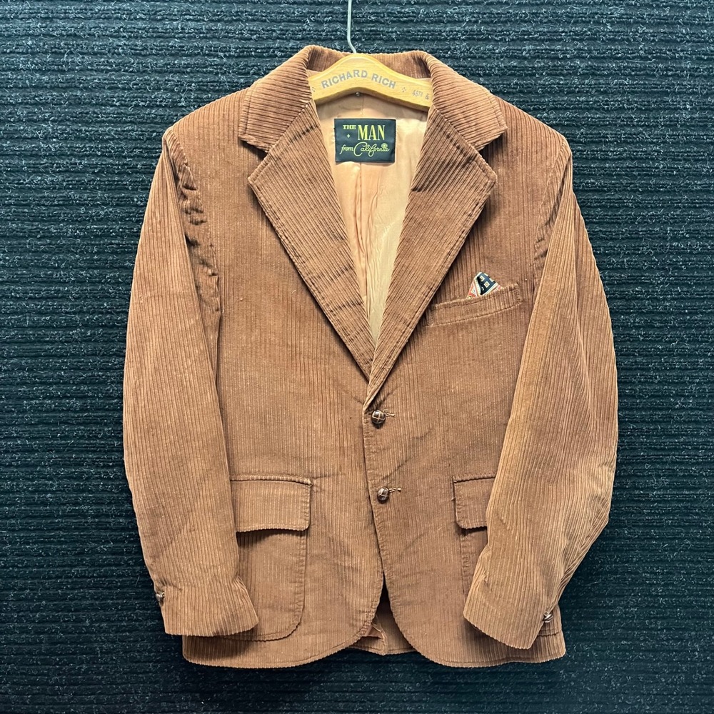 The Man from California Vintage Brown Corduroy Blazer Sport Coat 40R 70s